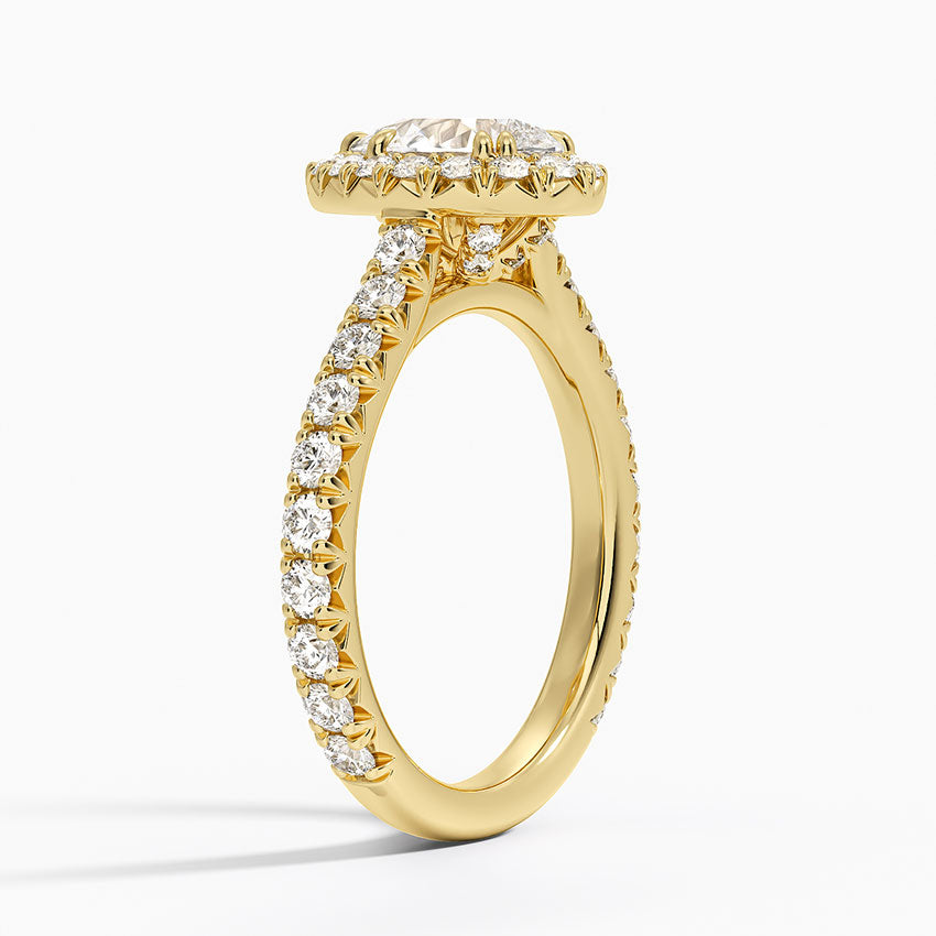 1,80 Karat Damla Halo Tasarım Tektaş Laboratuvar Pırlanta Yüzük 18K - Stellara - Bold Diamonds