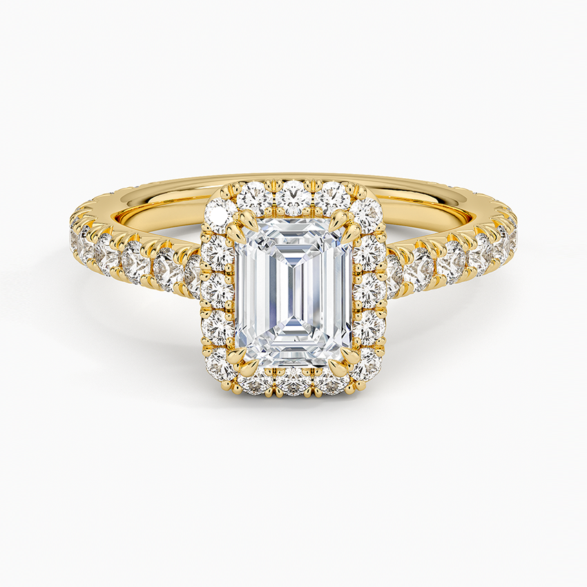 1,80 Karat Emerald Halo Tasarım Tektaş Laboratuvar Pırlanta Yüzük 18K - Stellara - Bold Diamonds