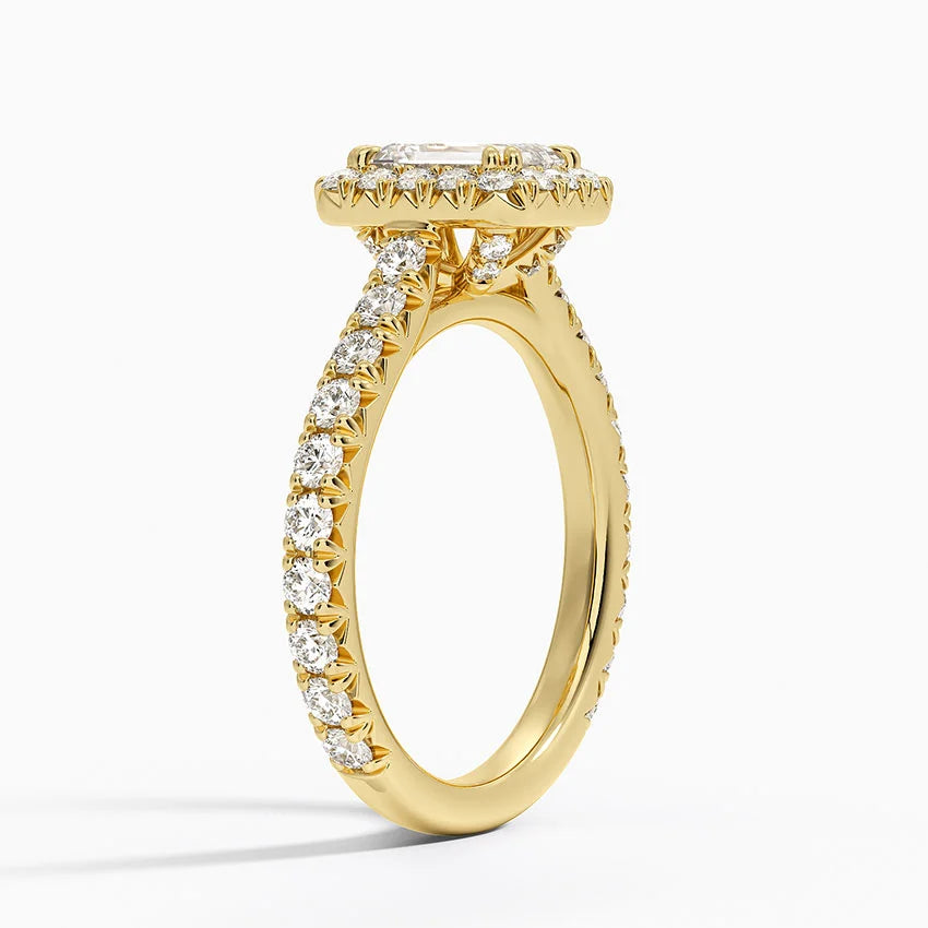 1,80 Karat Emerald Halo Tasarım Tektaş Laboratuvar Pırlanta Yüzük 18K - Stellara - Bold Diamonds