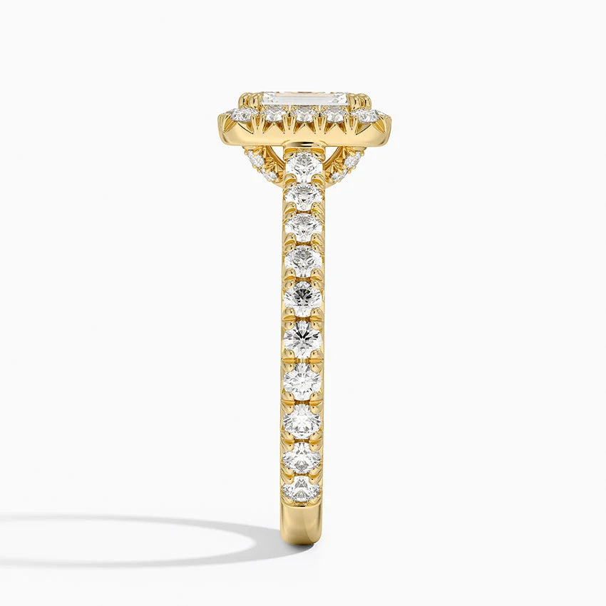 1,80 Karat Emerald Halo Tasarım Tektaş Laboratuvar Pırlanta Yüzük 18K - Stellara - Bold Diamonds