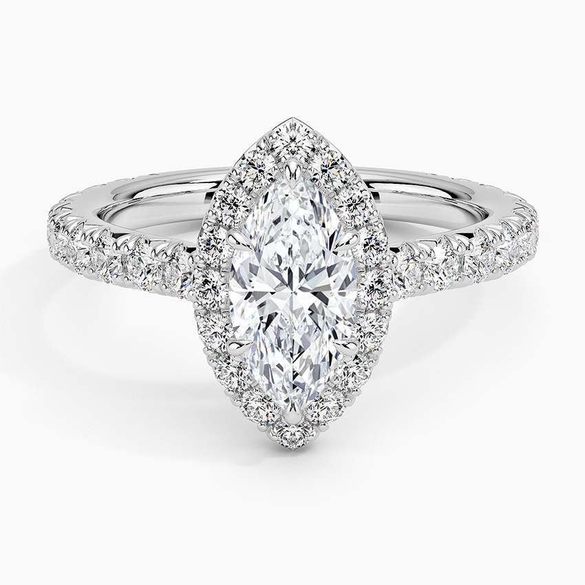 1.80 Karat Marquise Halo Tasarım Tektaş Laboratuvar Pırlanta Yüzük 18k -Ornara - Bold Diamonds