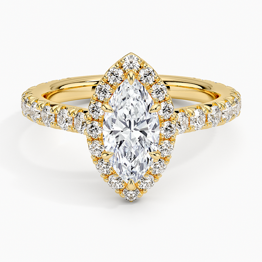 1.80 Karat Marquise Halo Tasarım Tektaş Laboratuvar Pırlanta Yüzük 18k -Ornara - Bold Diamonds