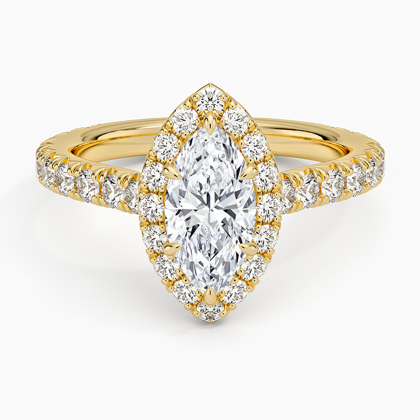 1,80 Karat Marquise Halo Tasarım Tektaş Laboratuvar Pırlanta Yüzük 18K - Stellara - Bold Diamonds
