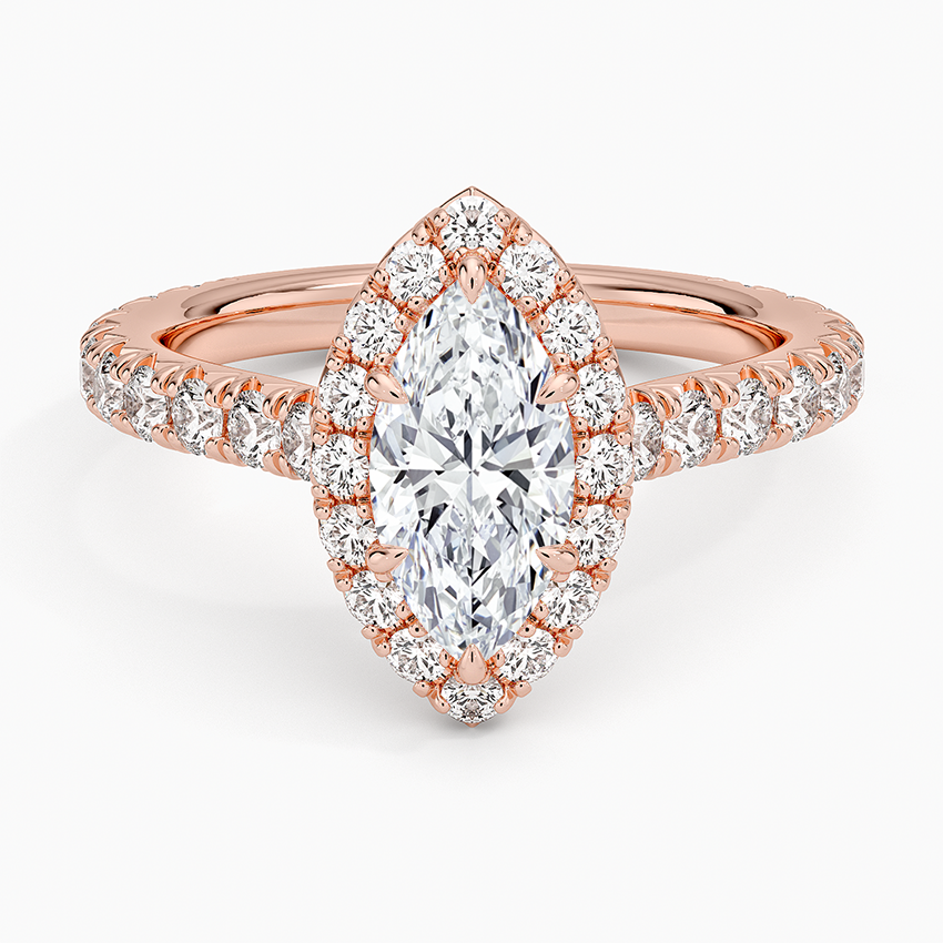 1,80 Karat Marquise Halo Tasarım Tektaş Laboratuvar Pırlanta Yüzük 18K - Stellara - Bold Diamonds