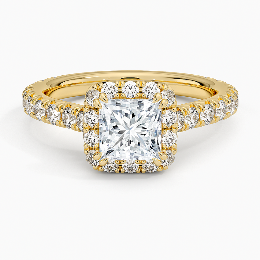 1,80 Karat Prenses Halo Tasarım Tektaş Laboratuvar Pırlanta Yüzük 18K - Stellara - Bold Diamonds