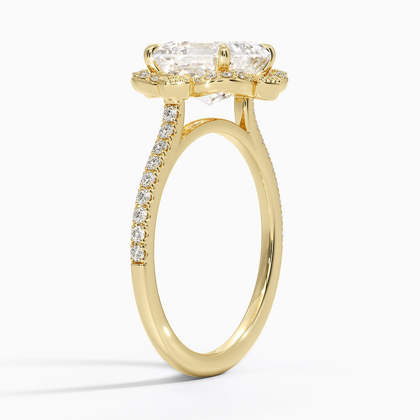 2,20 Karat Asscher Halo Tasarım Tektaş Laboratuvar Pırlanta Yüzük 18K -Coronna - Bold Diamonds