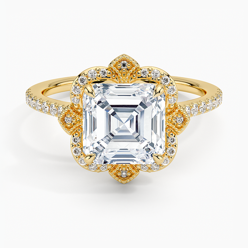 2,20 Karat Asscher Halo Tasarım Tektaş Laboratuvar Pırlanta Yüzük 18K -Coronna - Bold Diamonds