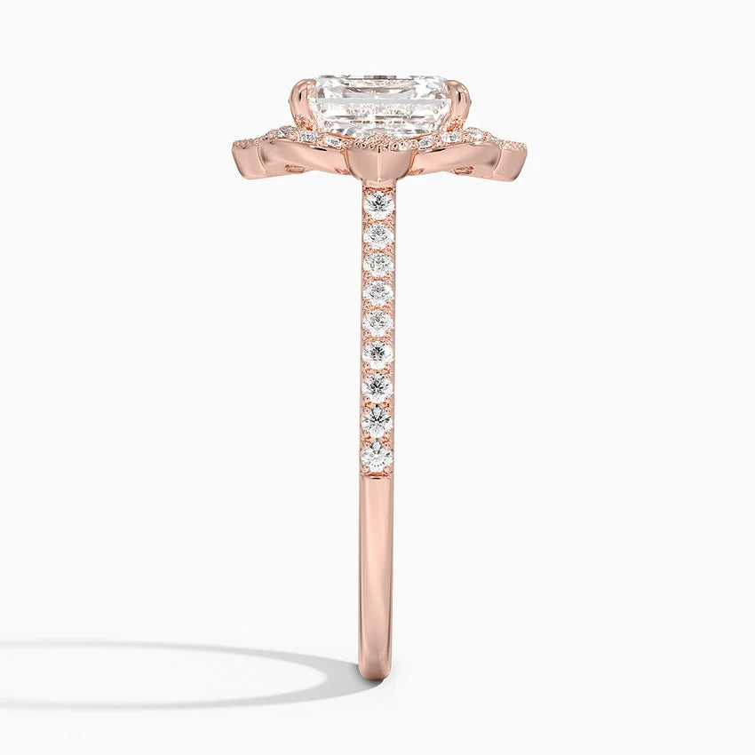 2,20 Karat Asscher Halo Tasarım Tektaş Laboratuvar Pırlanta Yüzük 18K -Coronna - Bold Diamonds