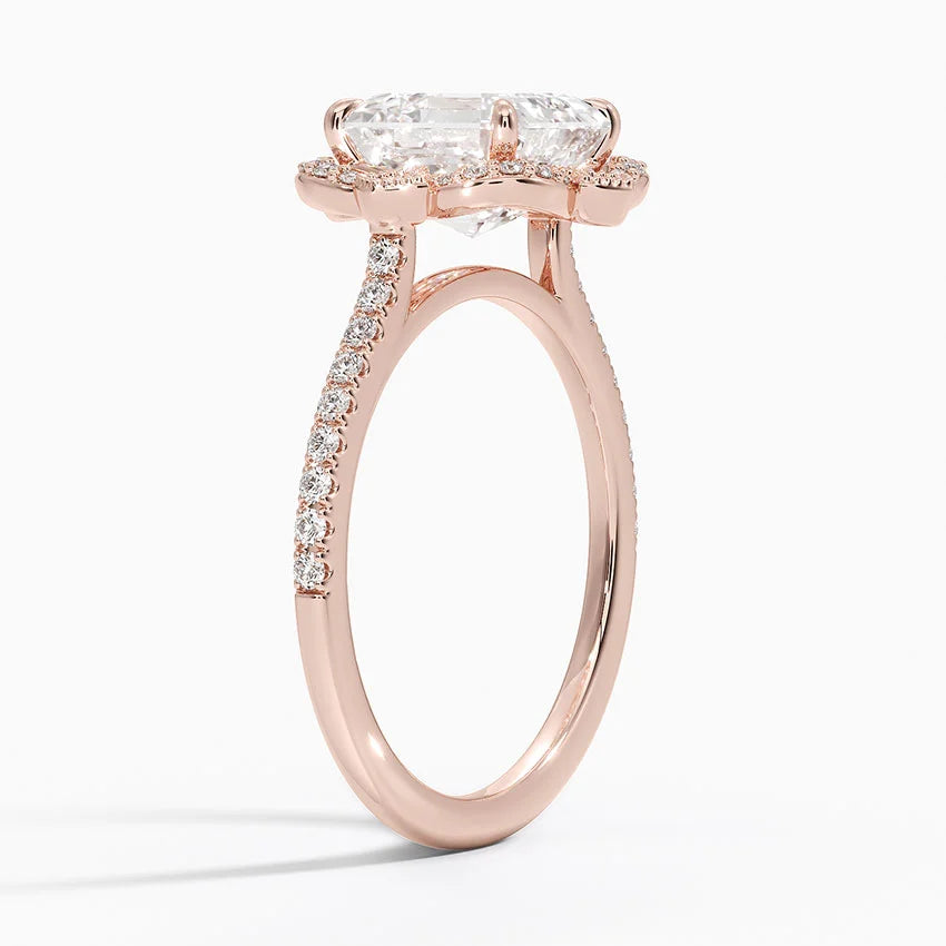 2,20 Karat Asscher Halo Tasarım Tektaş Laboratuvar Pırlanta Yüzük 18K -Coronna - Bold Diamonds