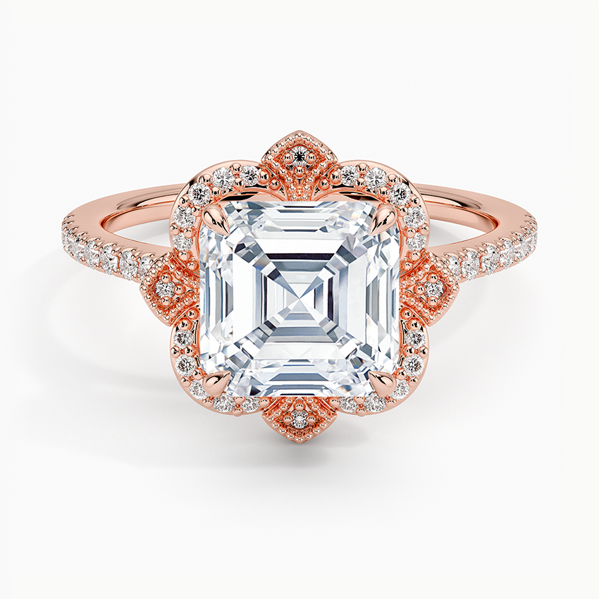 2,20 Karat Asscher Halo Tasarım Tektaş Laboratuvar Pırlanta Yüzük 18K -Coronna - Bold Diamonds