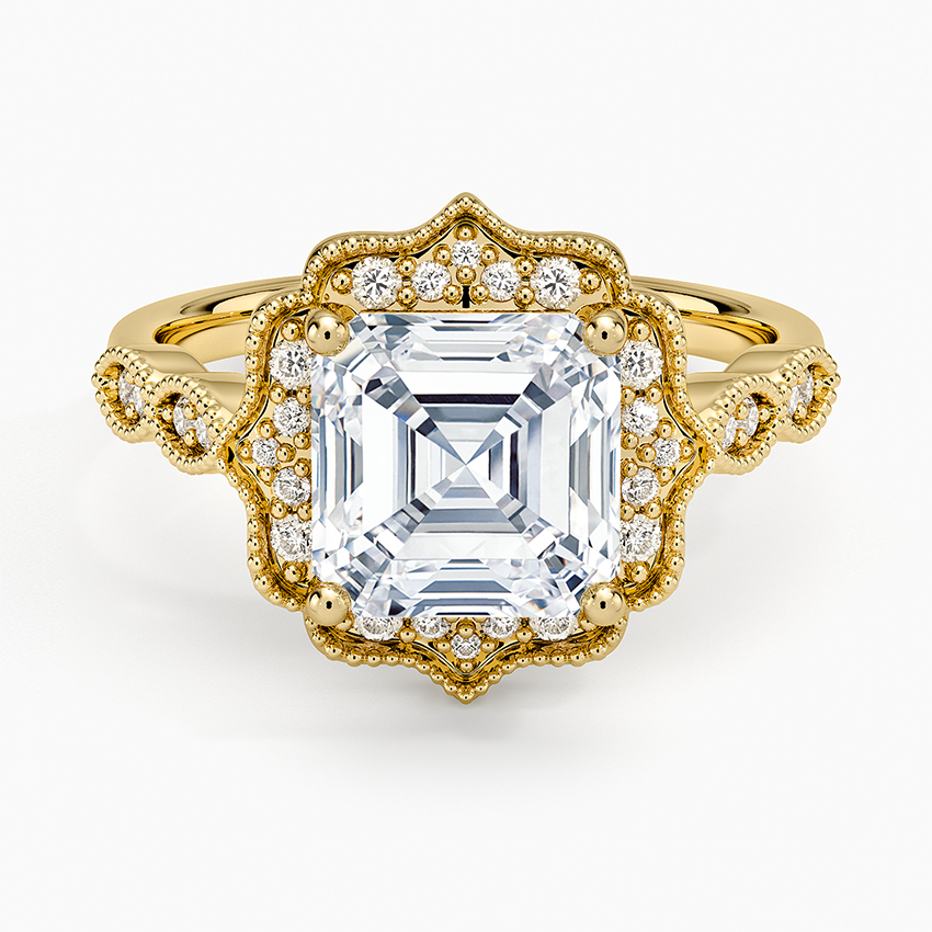 2,20 Karat Asscher Halo Tasarım Tektaş Laboratuvar Pırlanta Yüzük 18K - Radiara - Bold Diamonds