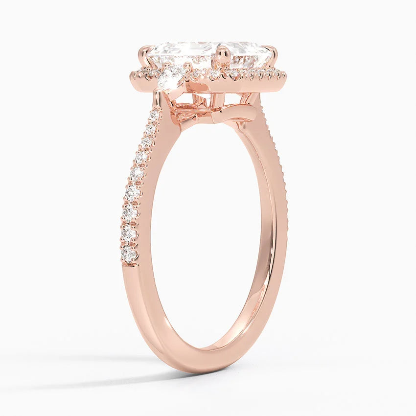 2.20 Karat Asscher Halo Tasarım Tektaş Laboratuvar Pırlanta Yüzük 18K -Vittora - Bold Diamonds