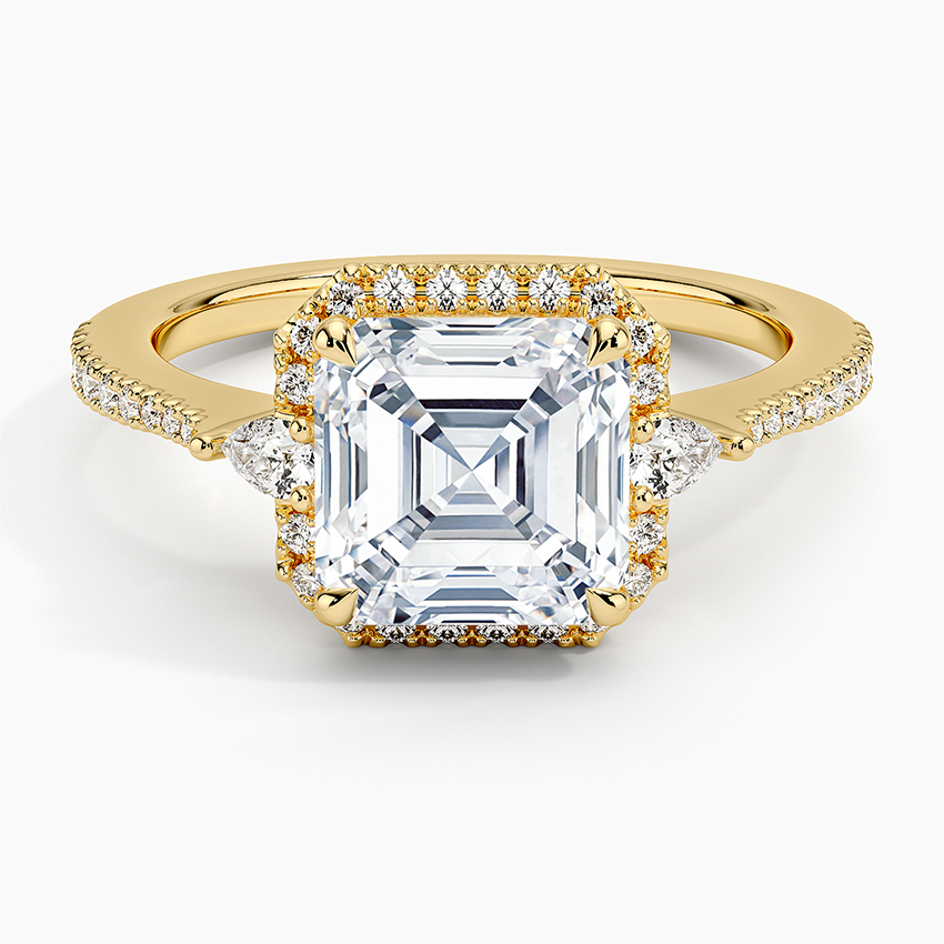 2.20 Karat Asscher Halo Tasarım Tektaş Laboratuvar Pırlanta Yüzük 18K -Vittora - Bold Diamonds