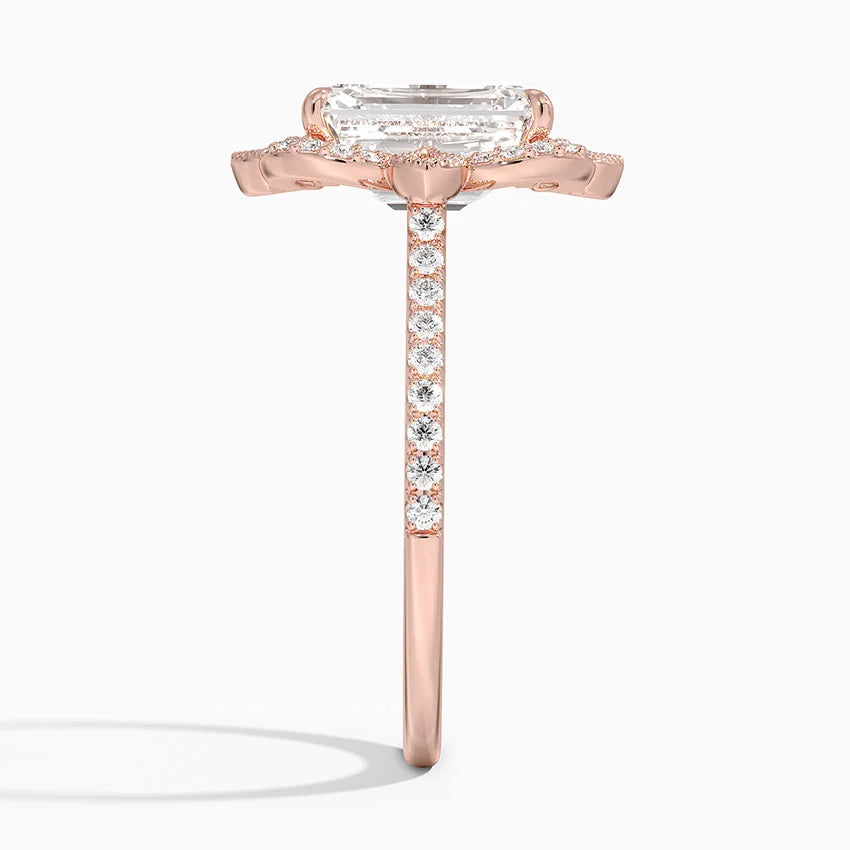 2,20 Karat Emerald Halo Tasarım Tektaş Laboratuvar Pırlanta Yüzük 18K -Coronna - Bold Diamonds