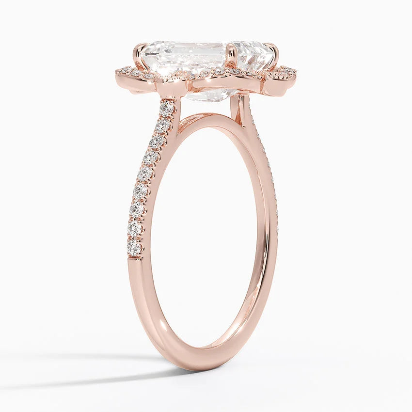 2,20 Karat Emerald Halo Tasarım Tektaş Laboratuvar Pırlanta Yüzük 18K -Coronna - Bold Diamonds