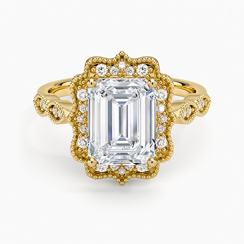 2,20 Karat Emerald Halo Tasarım Tektaş Laboratuvar Pırlanta Yüzük 18K - Radiara - Bold Diamonds