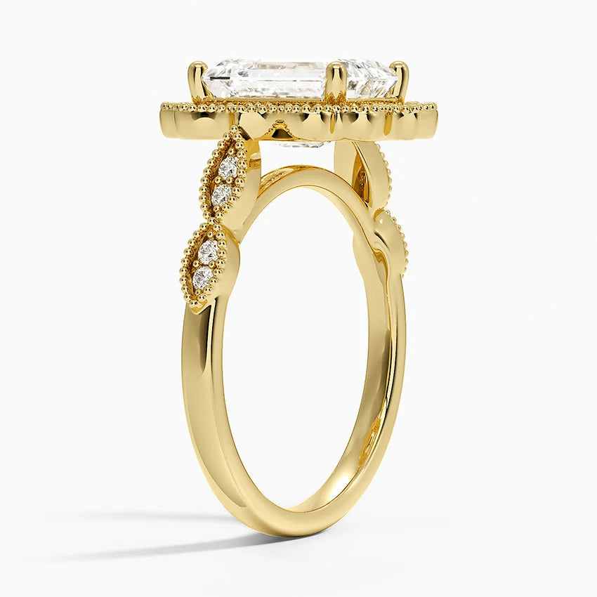 2,20 Karat Emerald Halo Tasarım Tektaş Laboratuvar Pırlanta Yüzük 18K - Radiara - Bold Diamonds