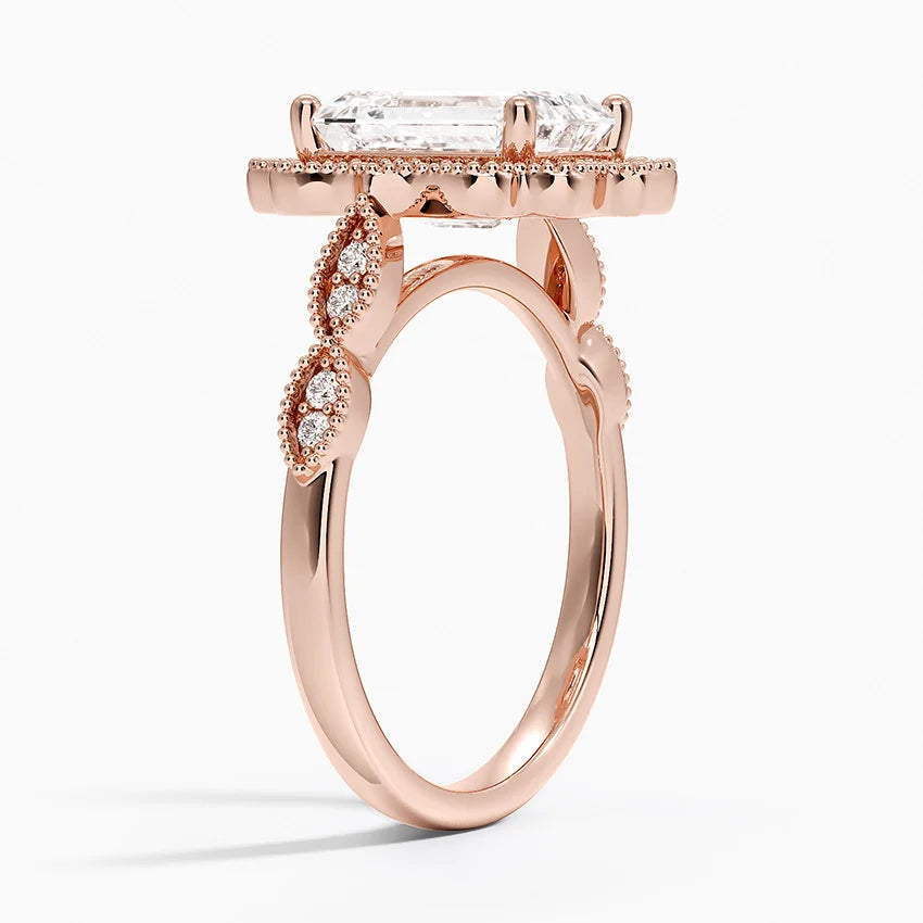 2,20 Karat Emerald Halo Tasarım Tektaş Laboratuvar Pırlanta Yüzük 18K - Radiara - Bold Diamonds