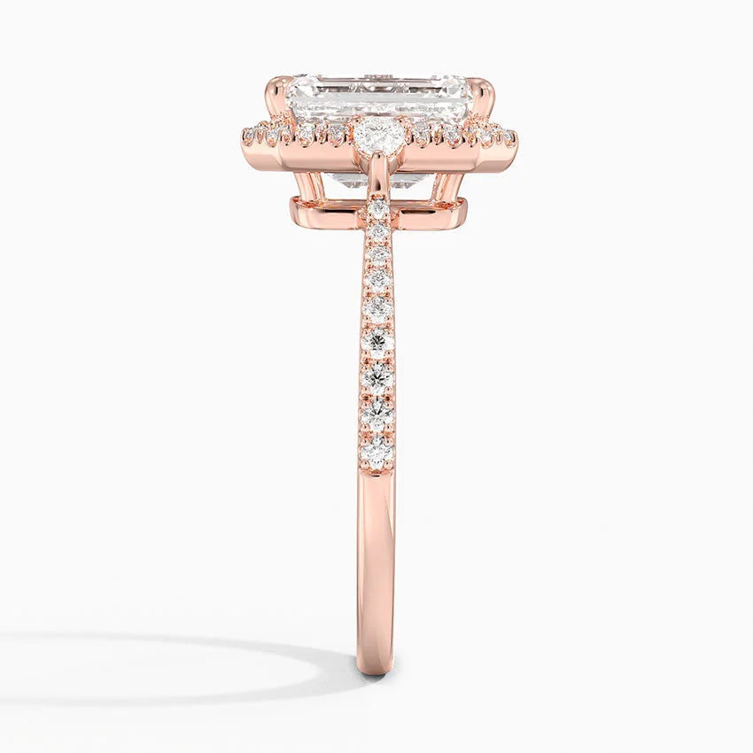 2.20 Karat Emerald Halo Tasarım Tektaş Laboratuvar Pırlanta Yüzük 18k - Vittora - Bold Diamonds