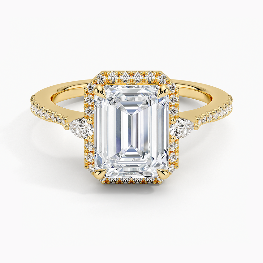 2.20 Karat Emerald Halo Tasarım Tektaş Laboratuvar Pırlanta Yüzük 18k - Vittora - Bold Diamonds