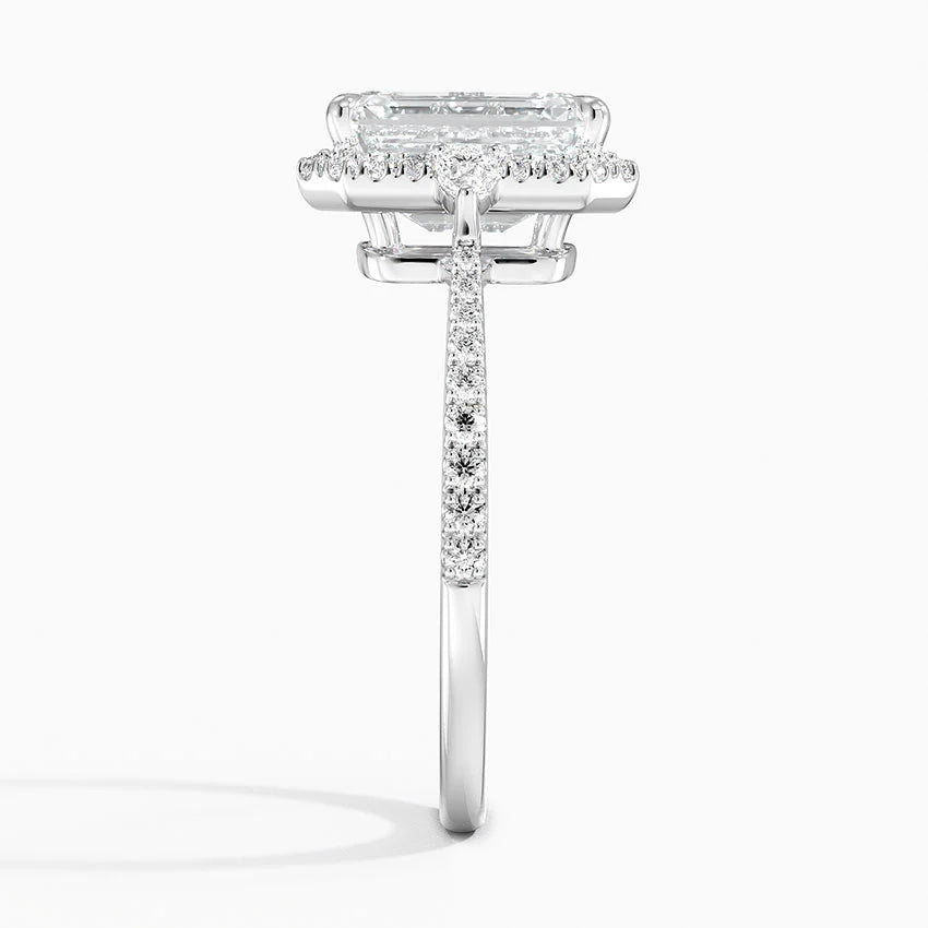 2.20 Karat Emerald Halo Tasarım Tektaş Laboratuvar Pırlanta Yüzük 18k - Vittora - Bold Diamonds