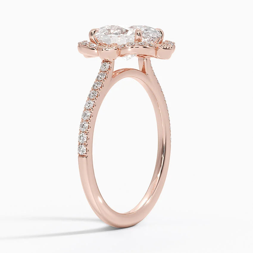 2,20 Karat Oval Halo Tasarım Tektaş Laboratuvar Pırlanta Yüzük 18K -Coronna - Bold Diamonds