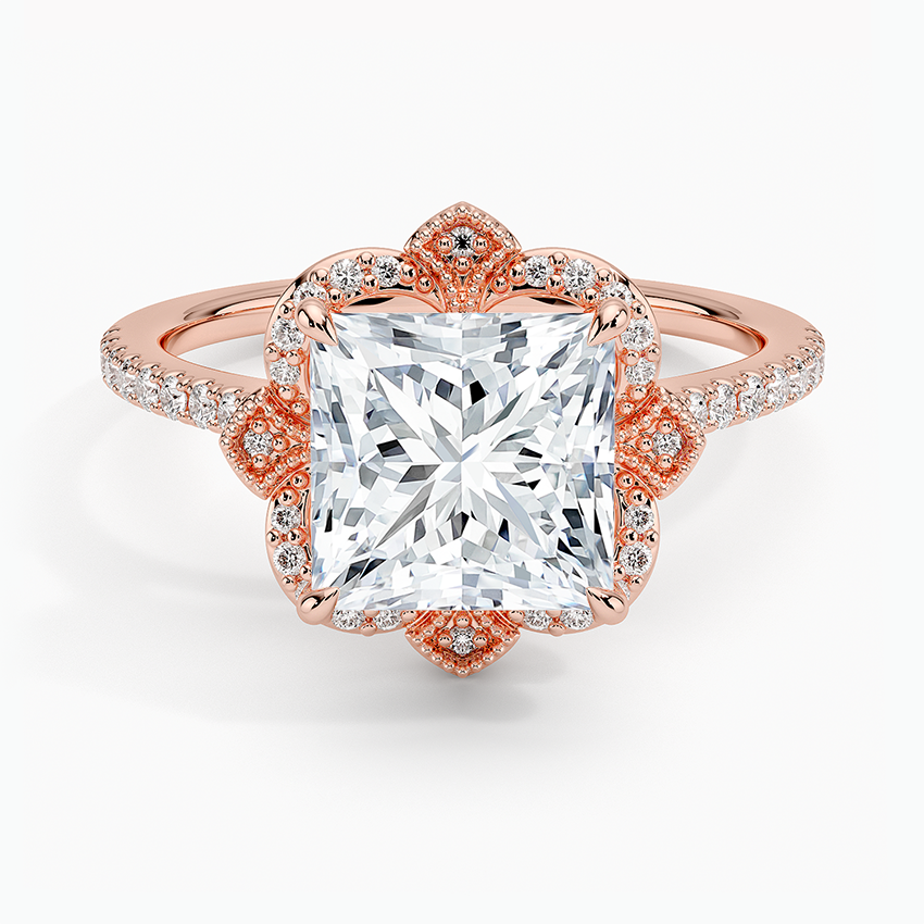 2,20 Karat Prenses Halo Tasarım Tektaş Laboratuvar Pırlanta Yüzük 18K -Coronna - Bold Diamonds