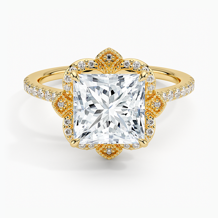 2,20 Karat Prenses Halo Tasarım Tektaş Laboratuvar Pırlanta Yüzük 18K -Coronna - Bold Diamonds