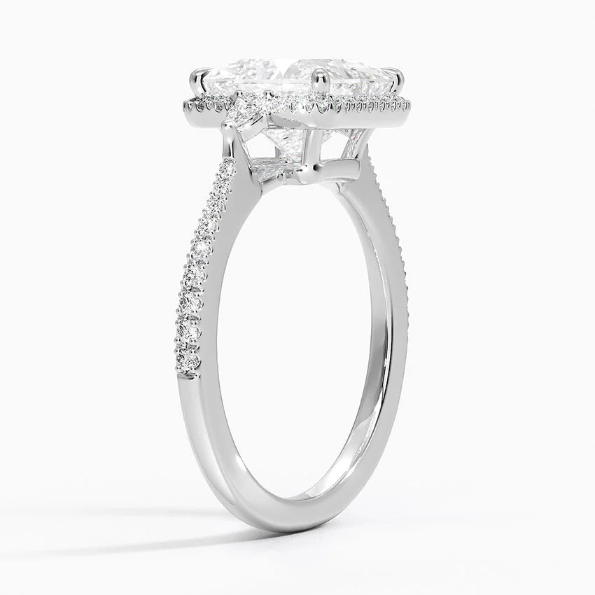 2.20 Karat Prenses Halo Tasarım Tektaş Laboratuvar Pırlanta Yüzük 18K -Vittora - Bold Diamonds