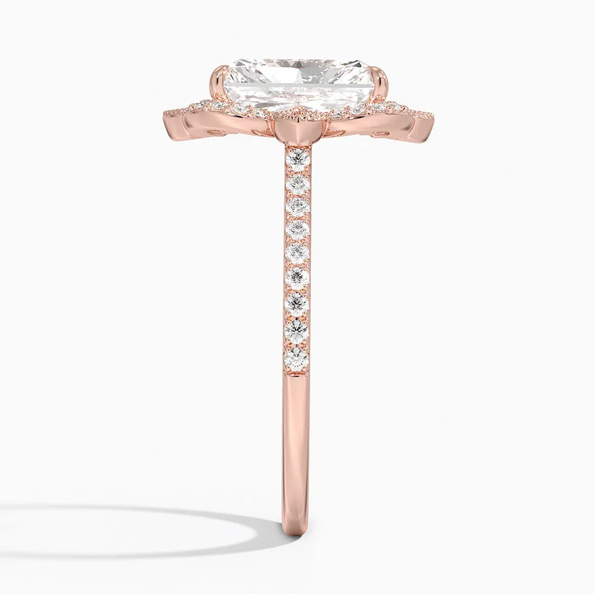 2,20 Karat Radiant Halo Tasarım Tektaş Laboratuvar Pırlanta Yüzük 18K -Coronna - Bold Diamonds