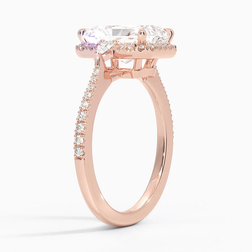 2.20 Karat Radiant Halo Tasarım Tektaş Laboratuvar Pırlanta Yüzük 18K -Vittora - Bold Diamonds