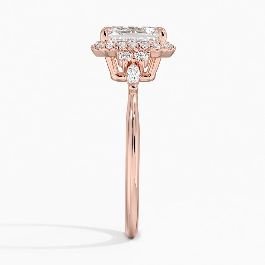 2.25 Karat Asscher Halo Tasarım Tektaş Laboratuvar Pırlanta Yüzük 18K -Amara - Bold Diamonds