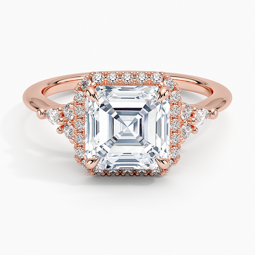 2.25 Karat Asscher Halo Tasarım Tektaş Laboratuvar Pırlanta Yüzük 18K -Amara - Bold Diamonds