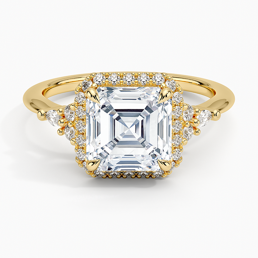 2.25 Karat Asscher Halo Tasarım Tektaş Laboratuvar Pırlanta Yüzük 18K -Amara - Bold Diamonds