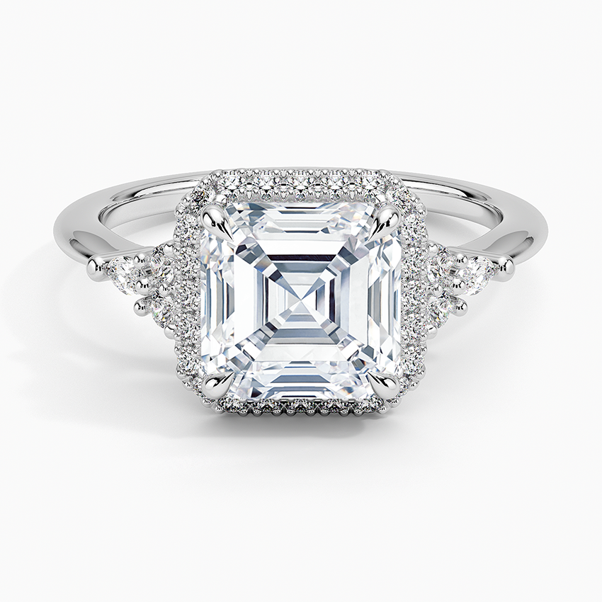 2.25 Karat Asscher Halo Tasarım Tektaş Laboratuvar Pırlanta Yüzük 18K -Amara - Bold Diamonds