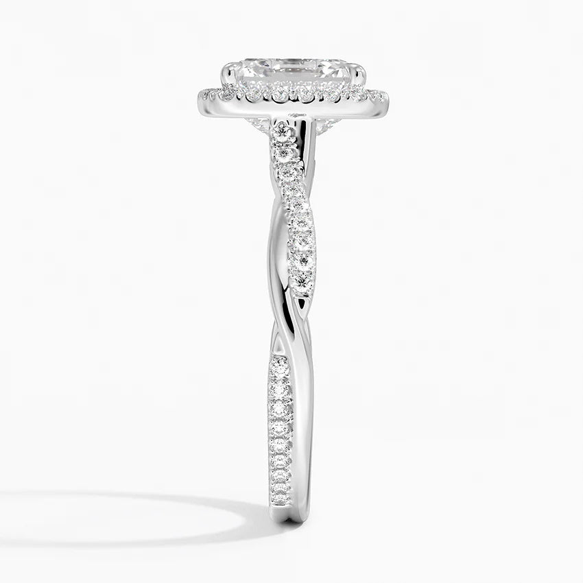 2.25 Karat Asscher Halo Tasarım Tektaş Laboratuvar Pırlanta Yüzük 18K -Diamora - Bold Diamonds