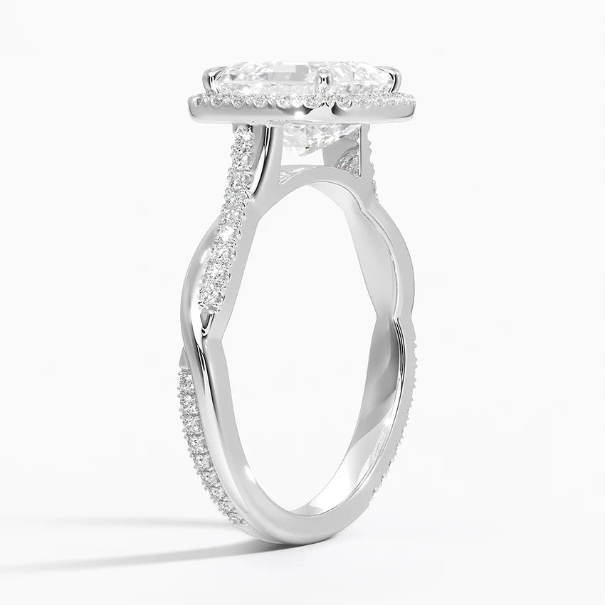 2.25 Karat Asscher Halo Tasarım Tektaş Laboratuvar Pırlanta Yüzük 18K -Diamora - Bold Diamonds