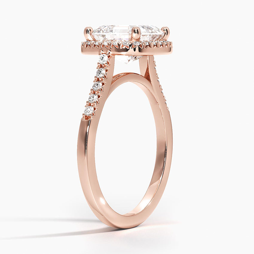2,25 Karat Asscher Halo Tasarım Tektaş Laboratuvar Pırlanta Yüzük 18K - Lunara - Bold Diamonds