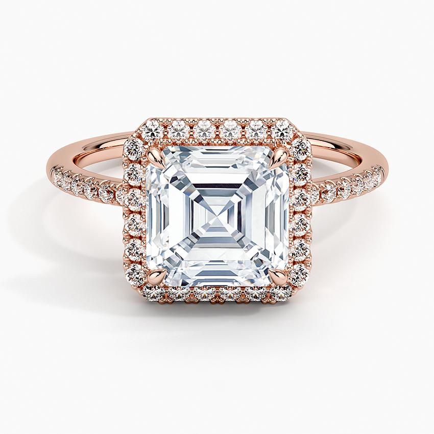 2.25 Karat Asscher Halo Tasarım Tektaş Laboratuvar Pırlanta Yüzük 18K -Valora - Bold Diamonds