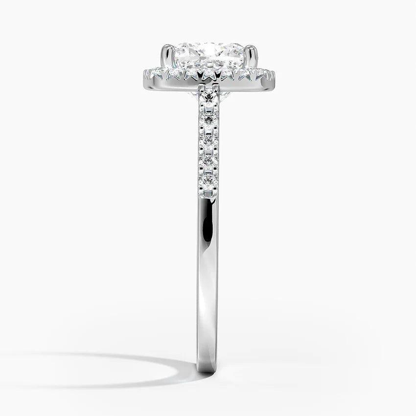 2,25 Karat Cushion Halo Tasarım Tektaş Laboratuvar Pırlanta Yüzük 18K - Lunara - Bold Diamonds