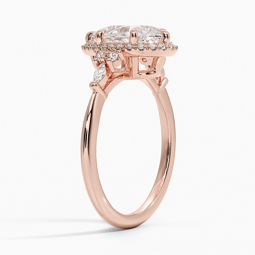 2.25 Karat Damla Halo Tasarım Tektaş Laboratuvar Pırlanta Yüzük 18K -Amara - Bold Diamonds