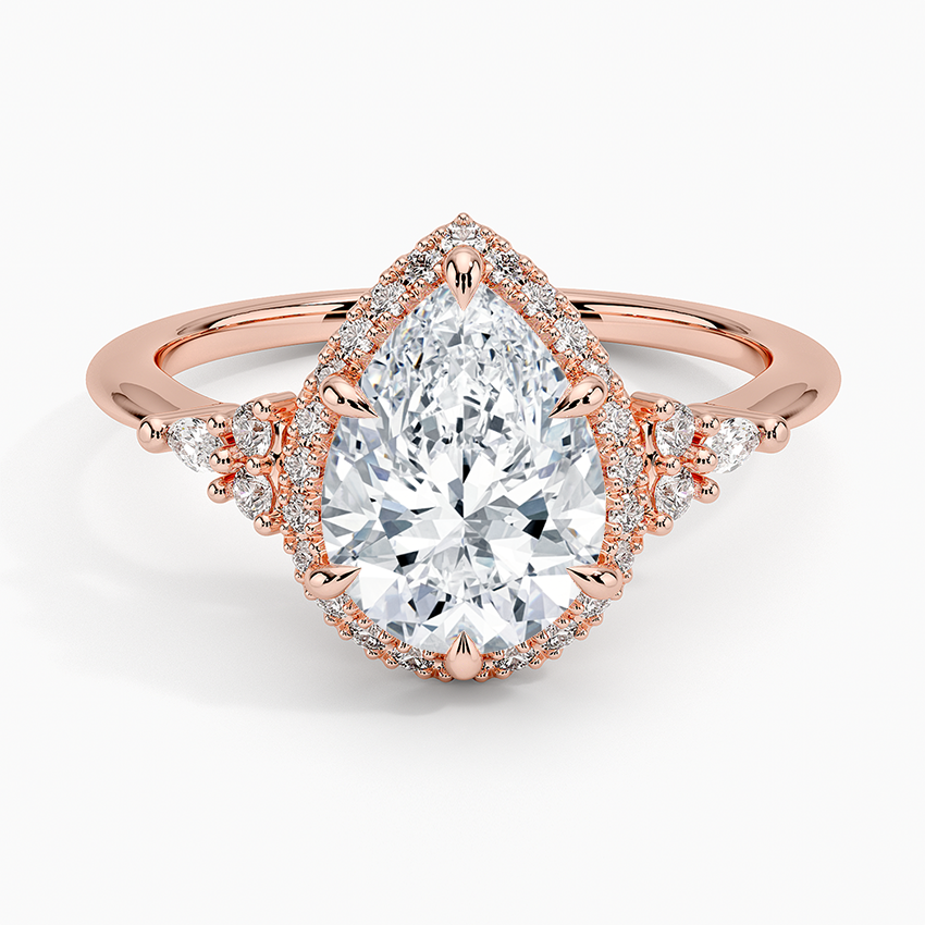 2.25 Karat Damla Halo Tasarım Tektaş Laboratuvar Pırlanta Yüzük 18K -Amara - Bold Diamonds