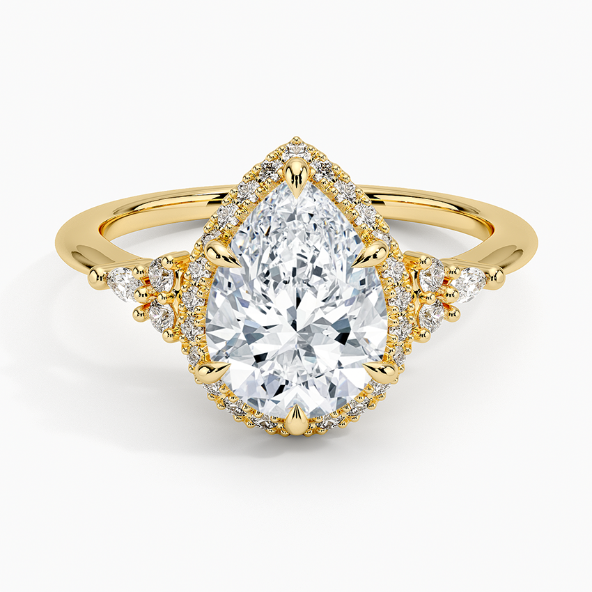 2.25 Karat Damla Halo Tasarım Tektaş Laboratuvar Pırlanta Yüzük 18K -Amara - Bold Diamonds