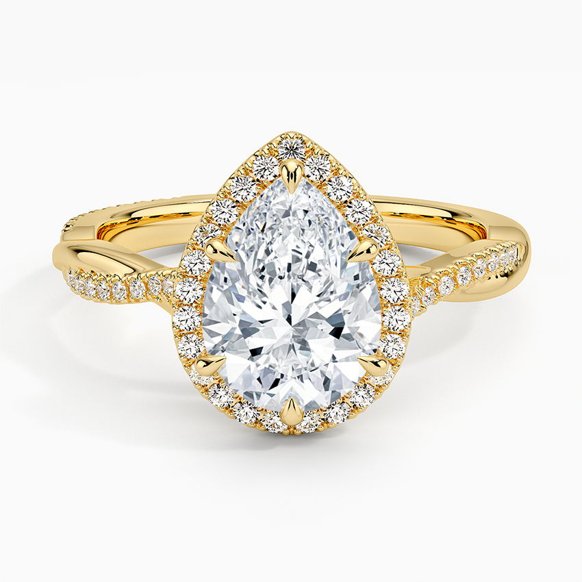 2.25 Karat Damla Halo Tasarım Tektaş Laboratuvar Pırlanta Yüzük 18K-Diamora - Bold Diamonds