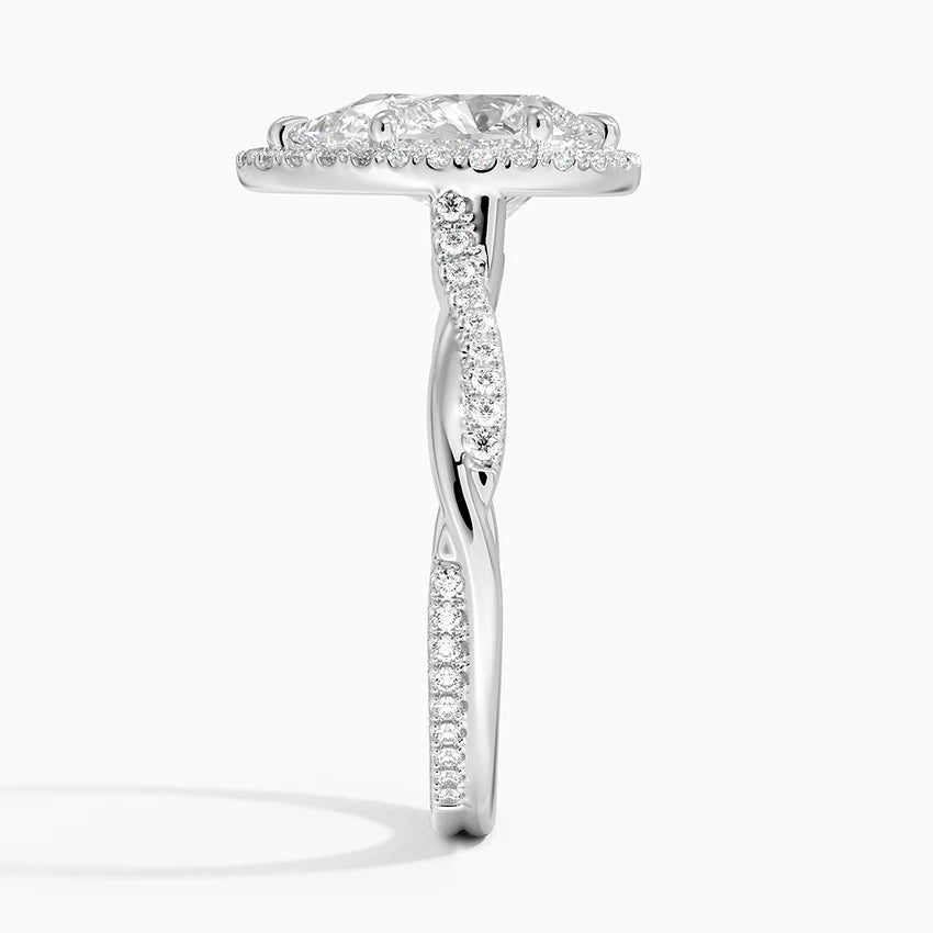 2.25 Karat Damla Halo Tasarım Tektaş Laboratuvar Pırlanta Yüzük 18K-Diamora - Bold Diamonds
