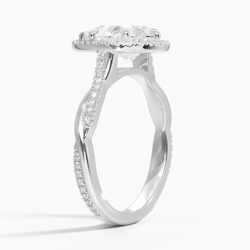 2.25 Karat Damla Halo Tasarım Tektaş Laboratuvar Pırlanta Yüzük 18K-Diamora - Bold Diamonds