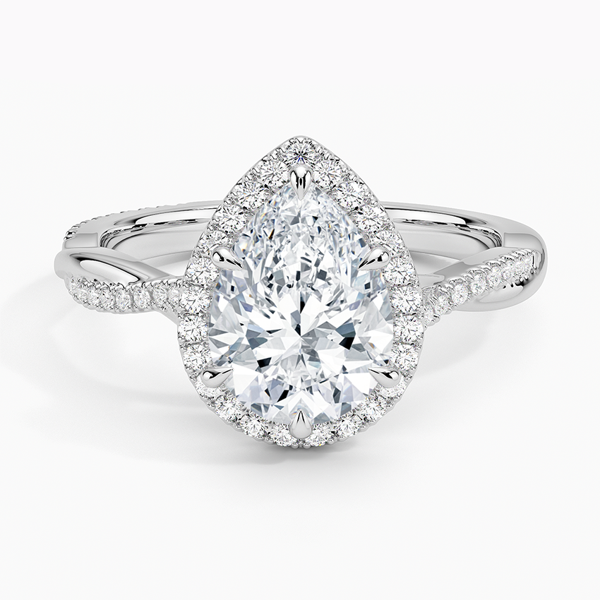 2.25 Karat Damla Halo Tasarım Tektaş Laboratuvar Pırlanta Yüzük 18K-Diamora - Bold Diamonds