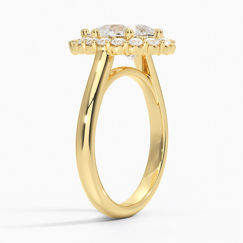 2.25 Karat Damla Halo Tasarım Tektaş Laboratuvar Pırlanta Yüzük 18K -Illumina - Bold Diamonds