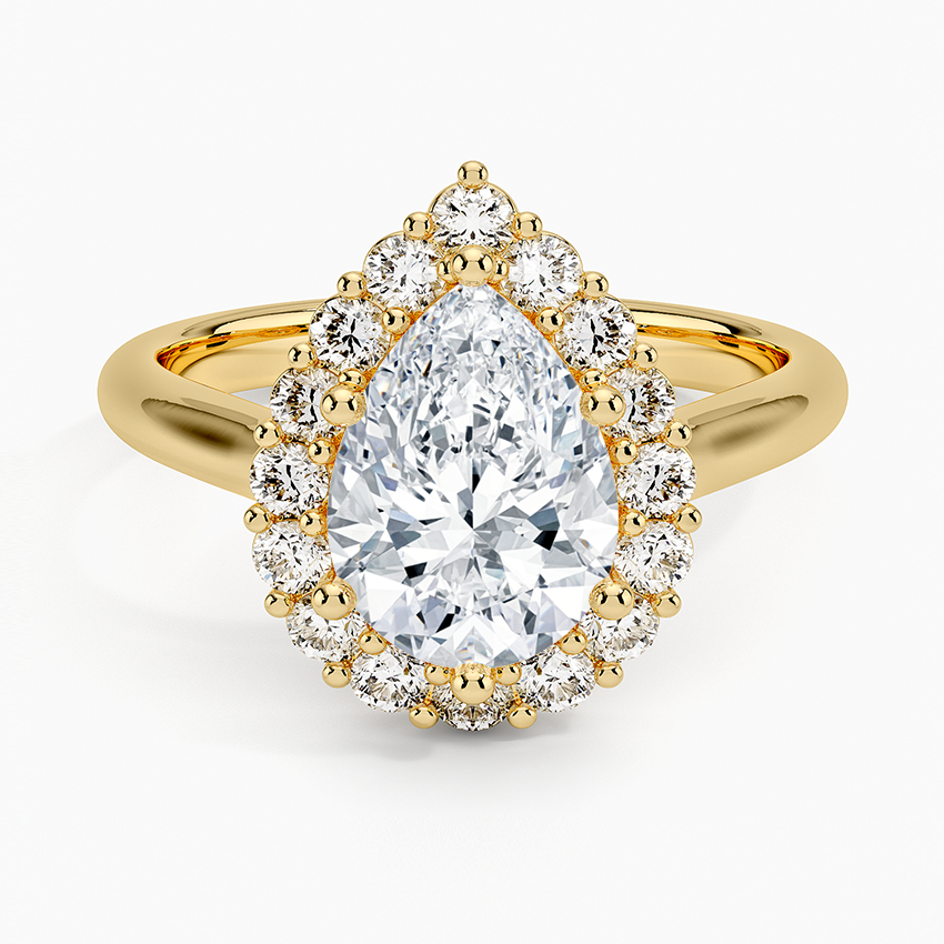 2.25 Karat Damla Halo Tasarım Tektaş Laboratuvar Pırlanta Yüzük 18K -Illumina - Bold Diamonds
