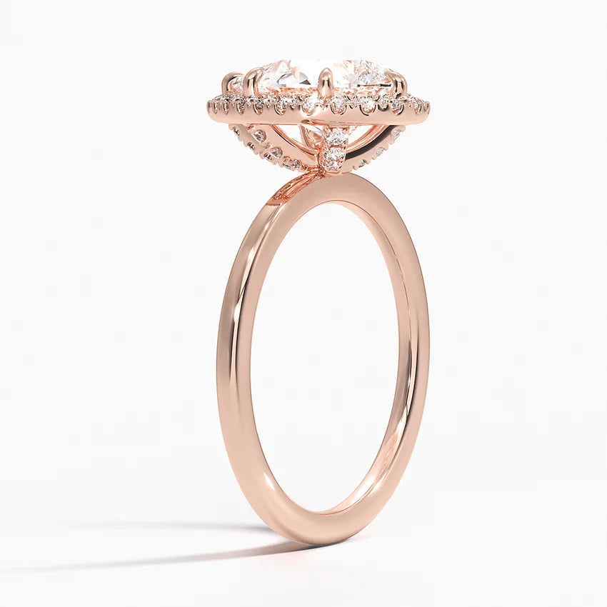 2.25 Karat Damla Halo Tasarım Tektaş Laboratuvar Pırlanta Yüzük 18K -Ophelia - Bold Diamonds